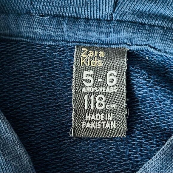 zara Kids blue hoodie size 5-6 years (118 cm) embroidered skate and street - Picture 7 of 8